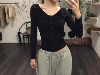 Sexy V-neck Button Slim Fit Crop Cardigan