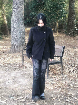 80% Wool Mandarin Collar Single Short Coat