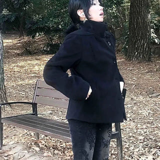 80% Wool Mandarin Collar Single Short Coat