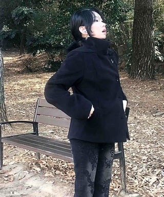 80% Wool Mandarin Collar Single Short Coat