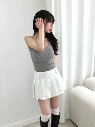 Dried Layered Ribbed Halter Neck