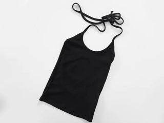 Dried Layered Ribbed Halter Neck