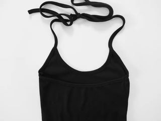 Dried Layered Ribbed Halter Neck