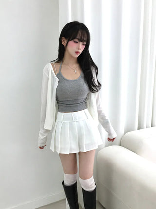 Dried Layered Ribbed Halter Neck