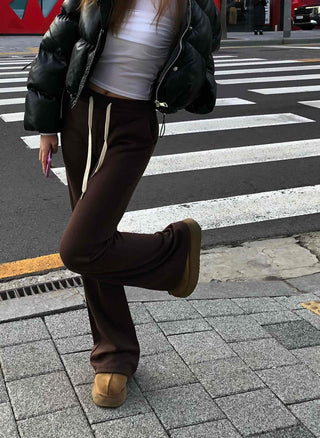 Brown Loose Fit Double-Pleat Straight Slacks