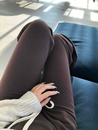 Brown Loose Fit Double-Pleat Straight Slacks