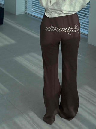Brown Loose Fit Double-Pleat Straight Slacks