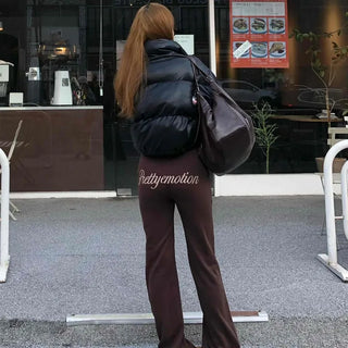 Brown Loose Fit Double-Pleat Straight Slacks