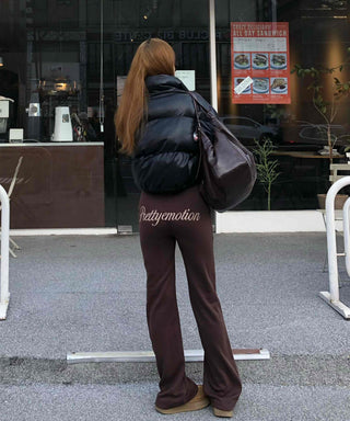 Brown Loose Fit Double-Pleat Straight Slacks