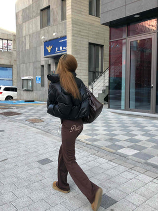 Brown Loose Fit Double-Pleat Straight Slacks