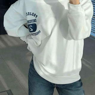 College Arch Logo Sliding Neckline Balloon Fit Sweatshirt