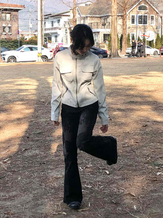 Military Cargo Pocket Half-Neck Slim Fit Jacket