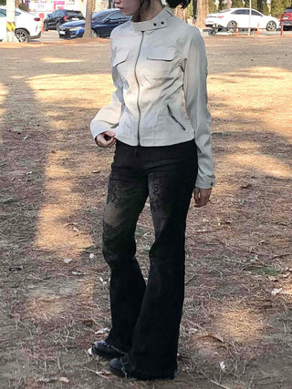 Military Cargo Pocket Half-Neck Slim Fit Jacket