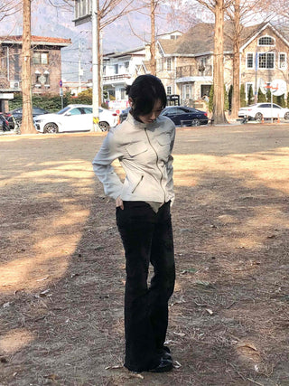 Military Cargo Pocket Half-Neck Slim Fit Jacket