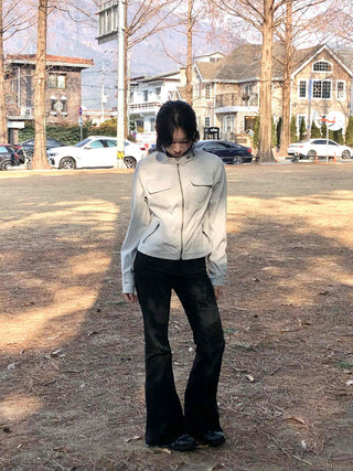 Military Cargo Pocket Half-Neck Slim Fit Jacket