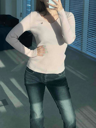 Metallic Button Angora Touch Crop Knit