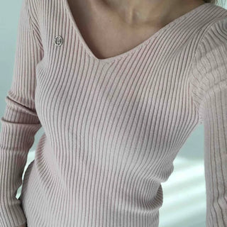 Metallic Button Angora Touch Crop Knit
