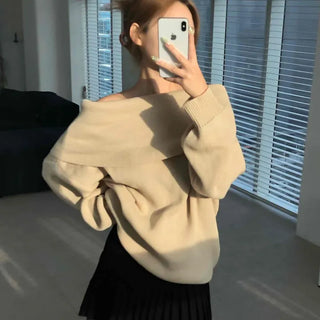 Loose Fit Basic Off-Shoulder Knit