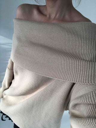Loose Fit Basic Off-Shoulder Knit