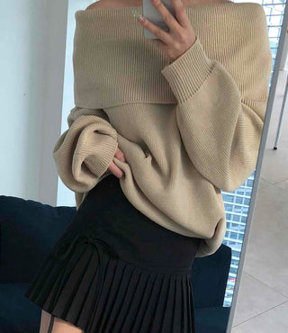 Loose Fit Basic Off-Shoulder Knit