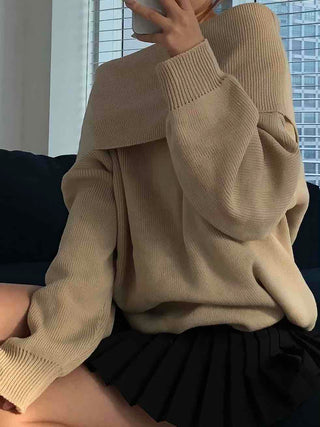 Loose Fit Basic Off-Shoulder Knit