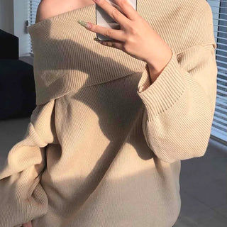Loose Fit Basic Off-Shoulder Knit