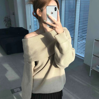 Loose Fit Basic Off-Shoulder Knit