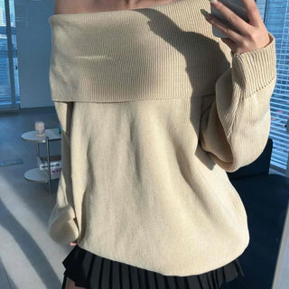Loose Fit Basic Off-Shoulder Knit