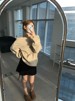Loose Fit Basic Off-Shoulder Knit