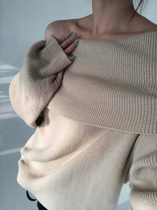 Loose Fit Basic Off-Shoulder Knit