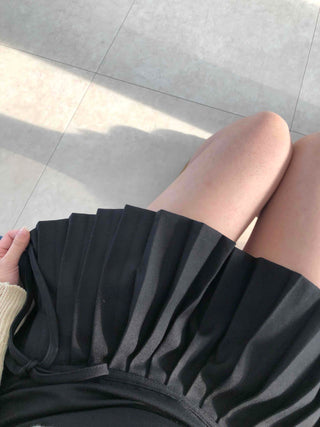 Back Ribbon Tennis Pleated Mini Skirt