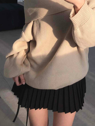 Back Ribbon Tennis Pleated Mini Skirt
