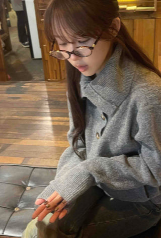 Big Collar Side Zipper Oversized Wool Knit