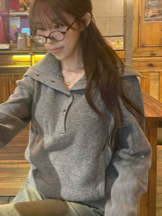 Big Collar Side Zipper Oversized Wool Knit