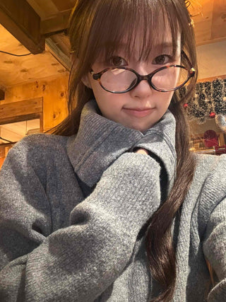Big Collar Side Zipper Oversized Wool Knit