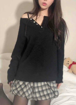Cozy Check Elastic Waist Balloon Mini Skirt