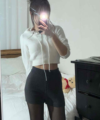 Ribbed Minimal Sporty Knit Elastic Waist Shorts