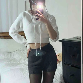 Ribbed Minimal Sporty Knit Elastic Waist Shorts