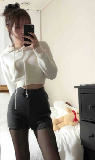 Ribbed Minimal Sporty Knit Elastic Waist Shorts