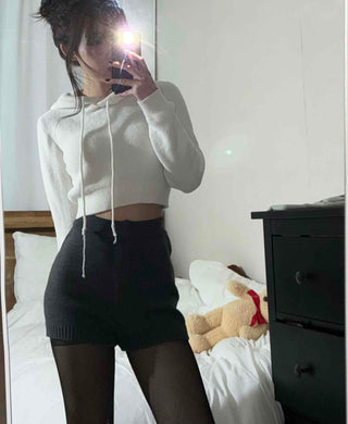 Ribbed Minimal Sporty Knit Elastic Waist Shorts