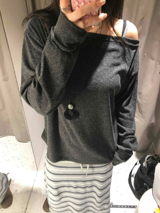 Loose Fit One-Off Shoulder Long Sleeve T-Shirt
