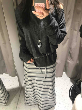 Loose Fit One-Off Shoulder Long Sleeve T-Shirt