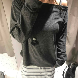 Loose Fit One-Off Shoulder Long Sleeve T-Shirt