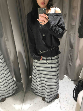 Loose Fit One-Off Shoulder Long Sleeve T-Shirt