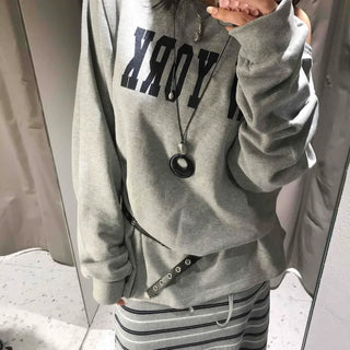 Lettering Print Oversized Off-Shoulder Tee