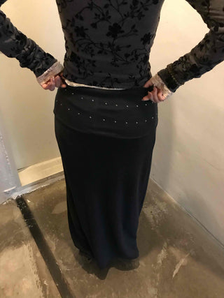 Studded Waistband Maxi Skirt