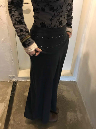 Studded Waistband Maxi Skirt