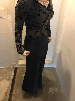 Studded Waistband Maxi Skirt