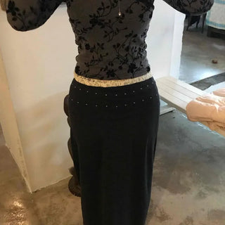 Studded Waistband Maxi Skirt