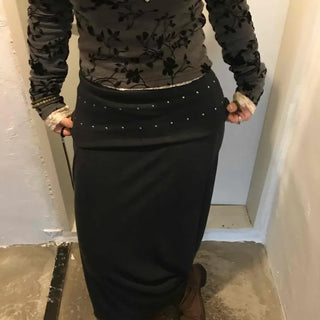 Studded Waistband Maxi Skirt